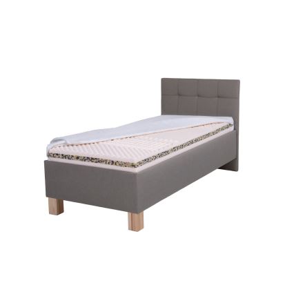 Vadderad säng med madrass och förvaringsutrymme MARIA ONE 90x200 cm taupe