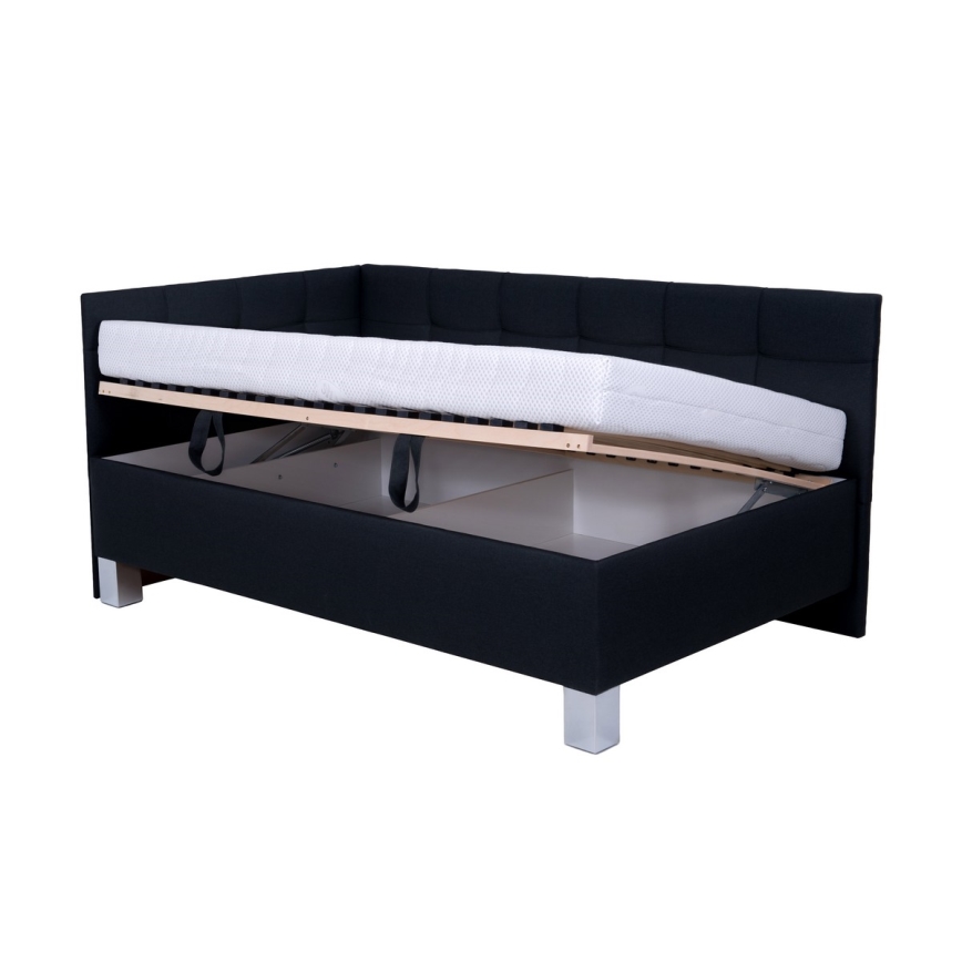 Vadderad säng med madrass och förvaringsutrymme MARIA PETITE 120x200 cm antracit