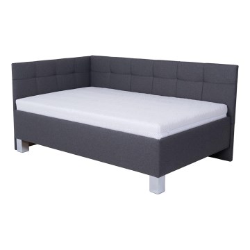 Vadderad säng med madrass och förvaringsutrymme MARIA PETITE 120x200 cm grå
