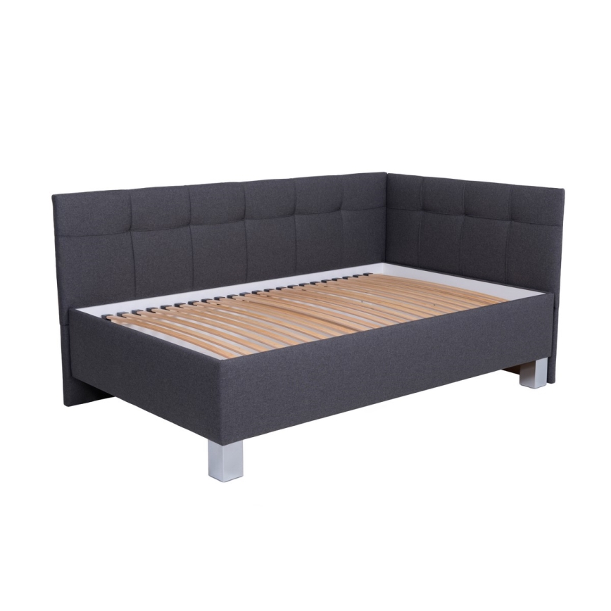 Vadderad säng med madrass och förvaringsutrymme MARIA PETITE 120x200 cm grå