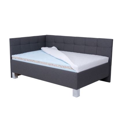 Vadderad säng med madrass och förvaringsutrymme MARIA PETITE 120x200 cm grå