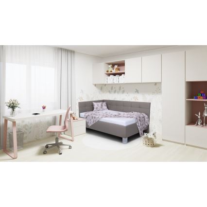 Vadderad säng med madrass och förvaringsutrymme MARIA PETITE 120x200 cm taupe