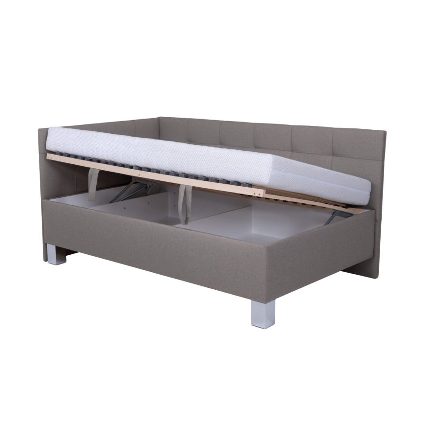Vadderad säng med madrass och förvaringsutrymme MARIA PETITE 120x200 cm taupe