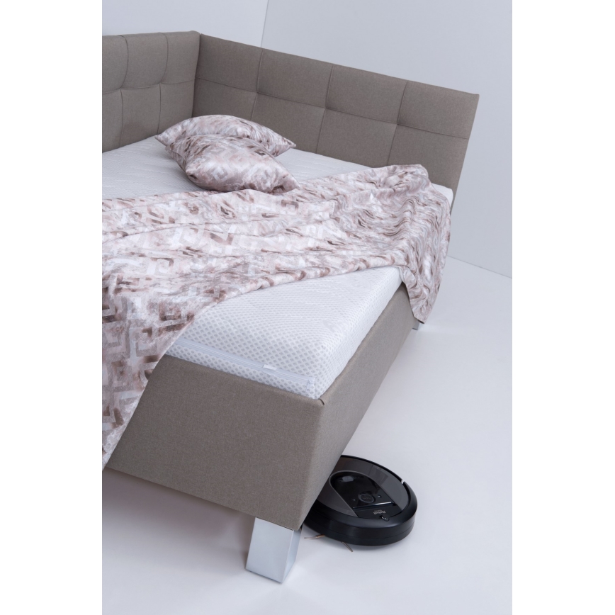 Vadderad säng med madrass och förvaringsutrymme MARIA PETITE 120x200 cm taupe
