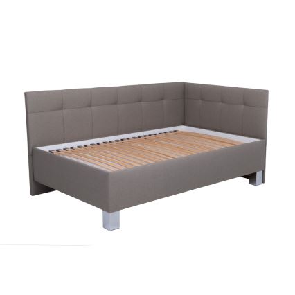 Vadderad säng med madrass och förvaringsutrymme MARIA PETITE 120x200 cm taupe