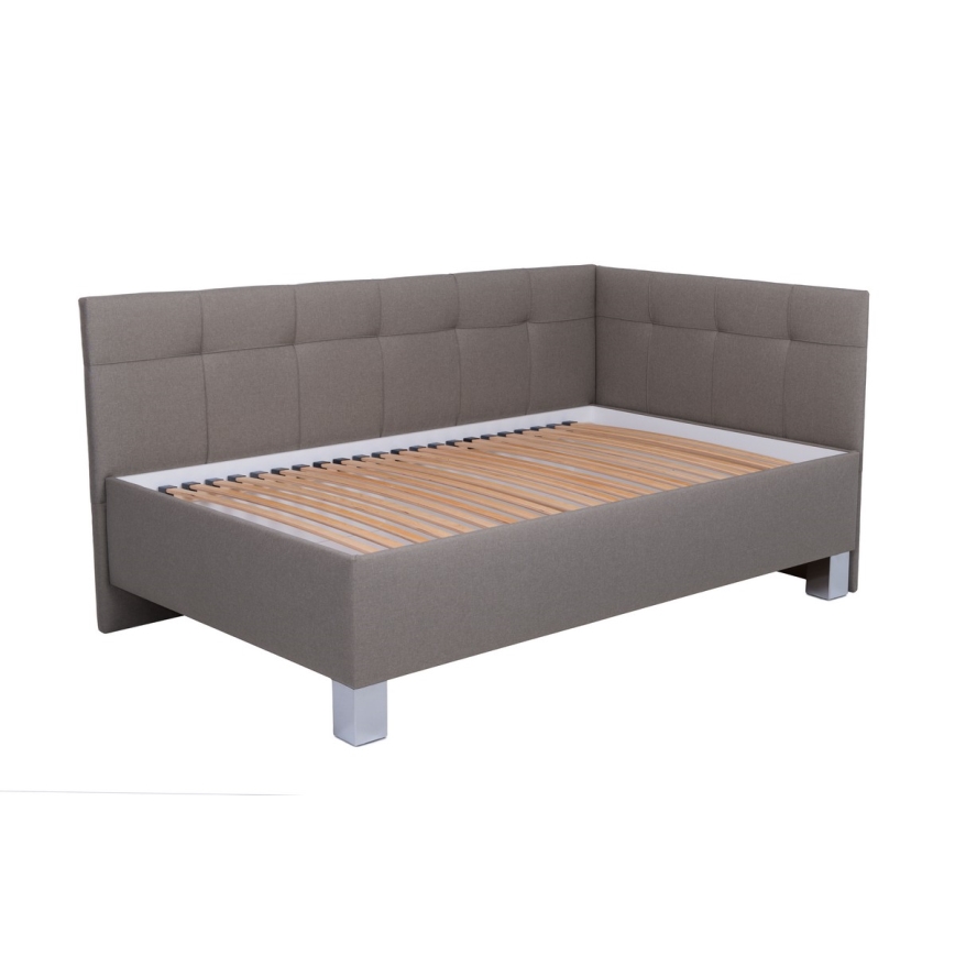 Vadderad säng med madrass och förvaringsutrymme MARIA PETITE 120x200 cm taupe