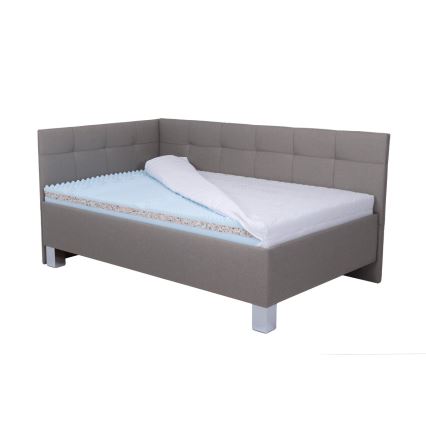 Vadderad säng med madrass och förvaringsutrymme MARIA PETITE 120x200 cm taupe