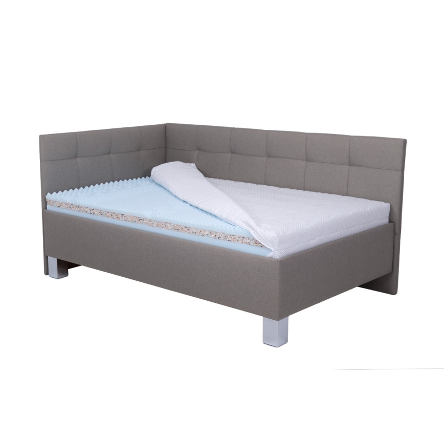 Vadderad säng med madrass och förvaringsutrymme MARIA PETITE 120x200 cm taupe