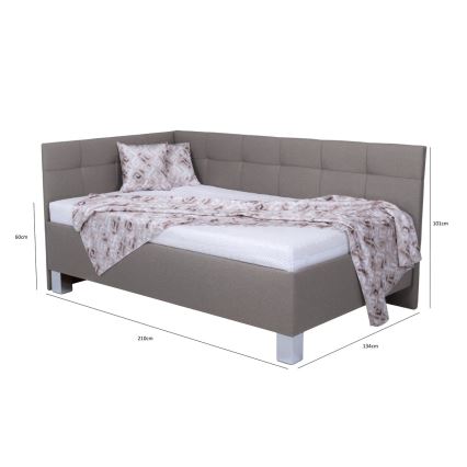 Vadderad säng med madrass och förvaringsutrymme MARIA PETITE 120x200 cm taupe