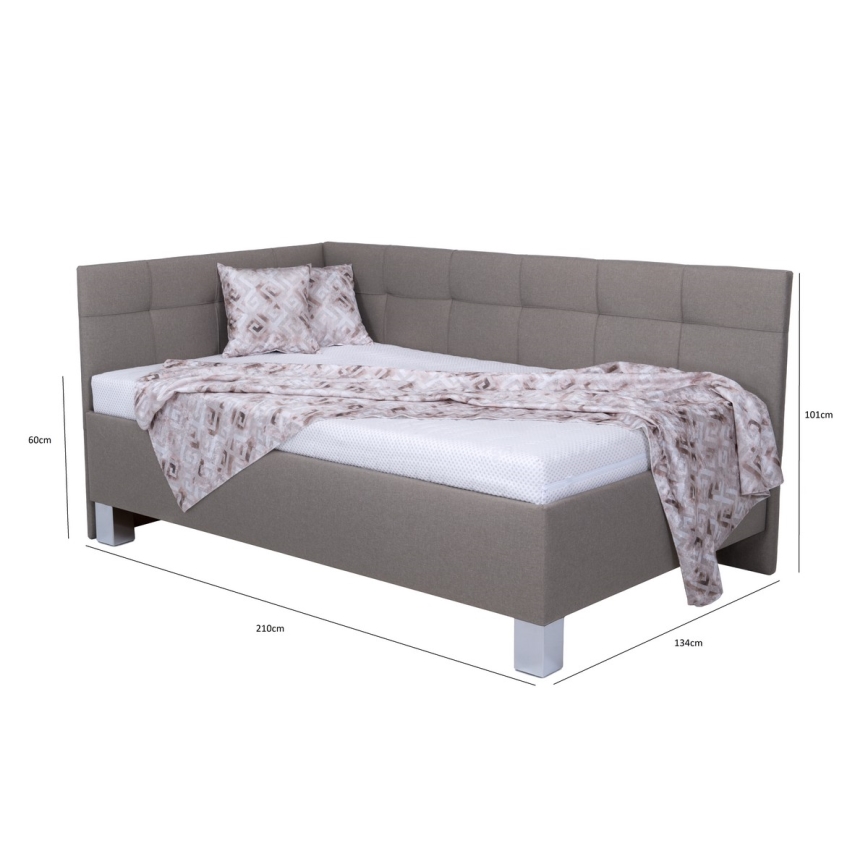 Vadderad säng med madrass och förvaringsutrymme MARIA PETITE 120x200 cm taupe