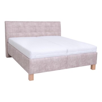 Vadderad säng med madrass och förvaringsutrymme VIOLET 160x200 cm beige