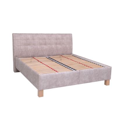 Vadderad säng med madrass och förvaringsutrymme VIOLET 160x200 cm beige