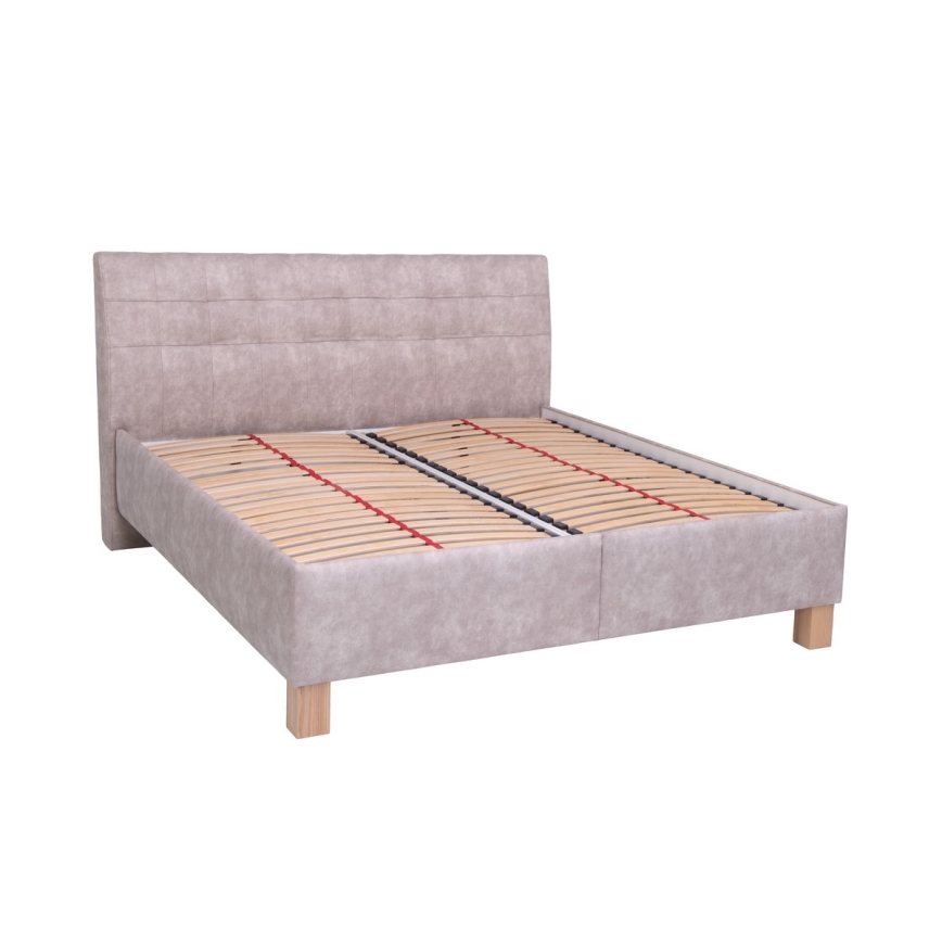 Vadderad säng med madrass och förvaringsutrymme VIOLET 160x200 cm beige