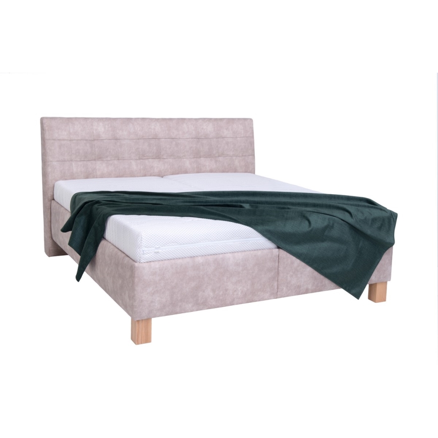 Vadderad säng med madrass och förvaringsutrymme VIOLET 160x200 cm beige