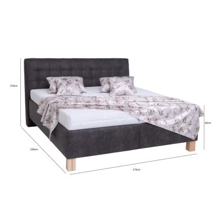 Vadderad säng med madrass och förvaringsutrymme VIOLET 160x200 cm mörk