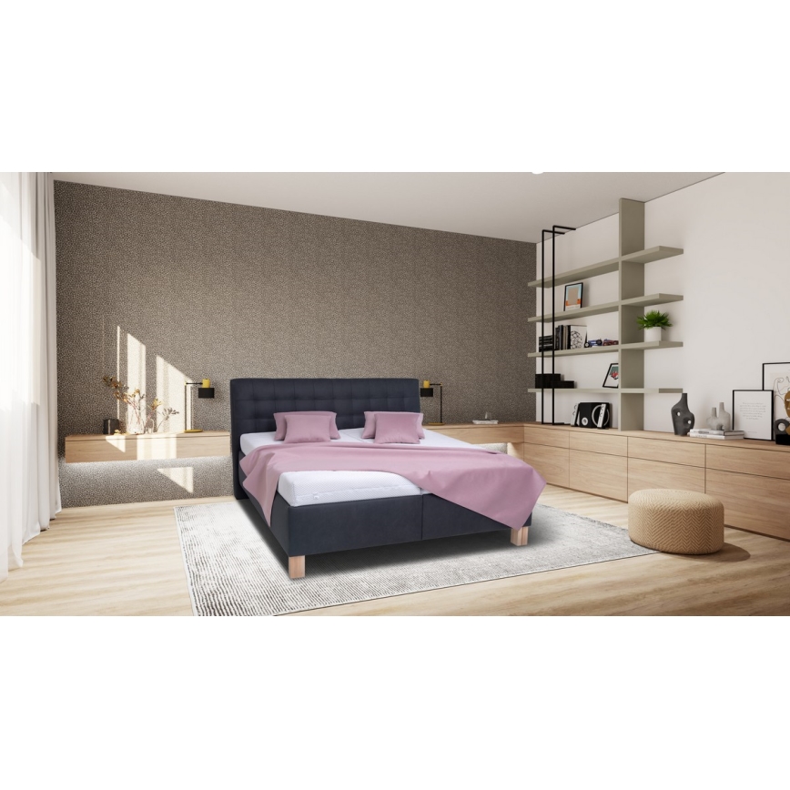 Vadderad säng med madrass och förvaringsutrymme VIOLET 180x200 cm antracit