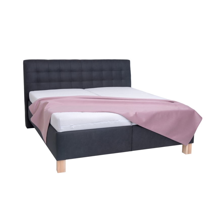 Vadderad säng med madrass och förvaringsutrymme VIOLET 180x200 cm antracit