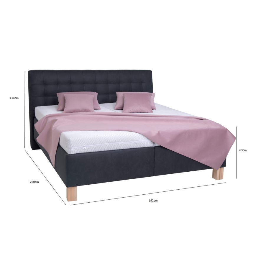 Vadderad säng med madrass och förvaringsutrymme VIOLET 180x200 cm antracit