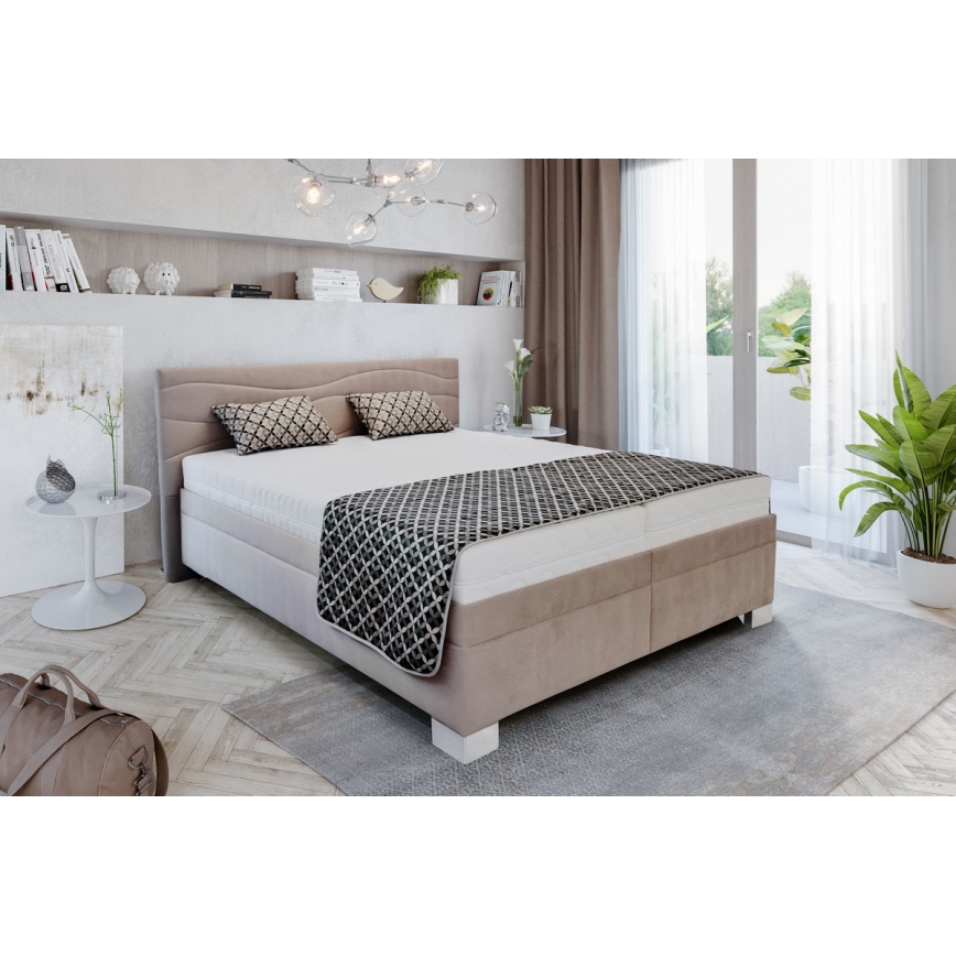 Vadderad säng med madrass WINDSOR 180x200 cm beige