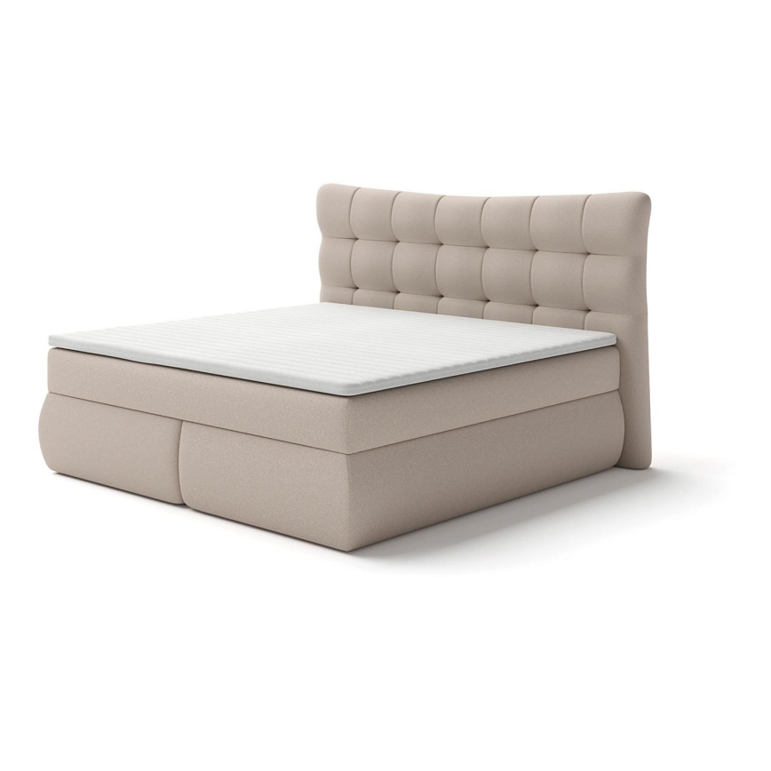 Vadderad säng med madrasser och bäddmadrass SOFIA 180x200 cm beige