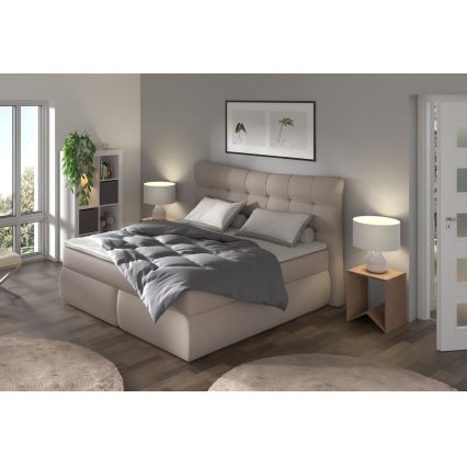 Vadderad säng med madrasser och bäddmadrass SOFIA 180x200 cm beige