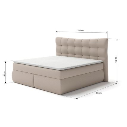 Vadderad säng med madrasser och bäddmadrass SOFIA 180x200 cm beige