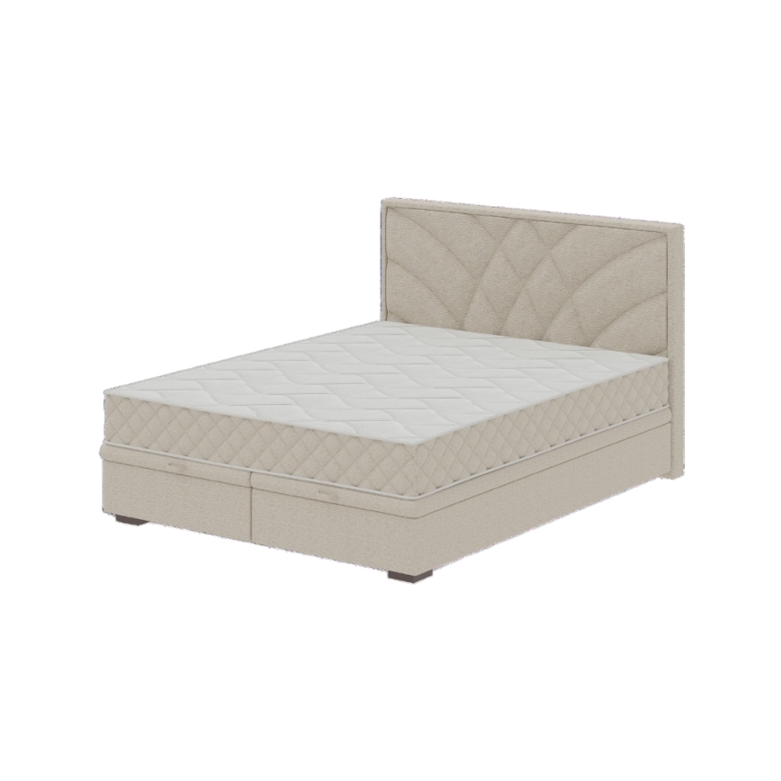 Vadderad säng med madrasser och förvaringsutrymme GINA 180x200 cm beige