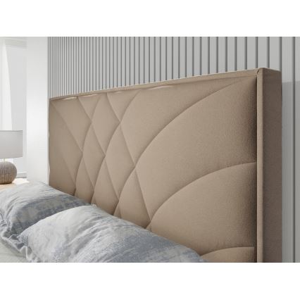 Vadderad säng med madrasser och förvaringsutrymme GINA 180x200 cm beige