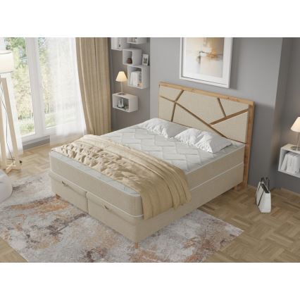 Vadderad säng med madrasser och förvaringsutrymme NAOMI 140x200 cm beige