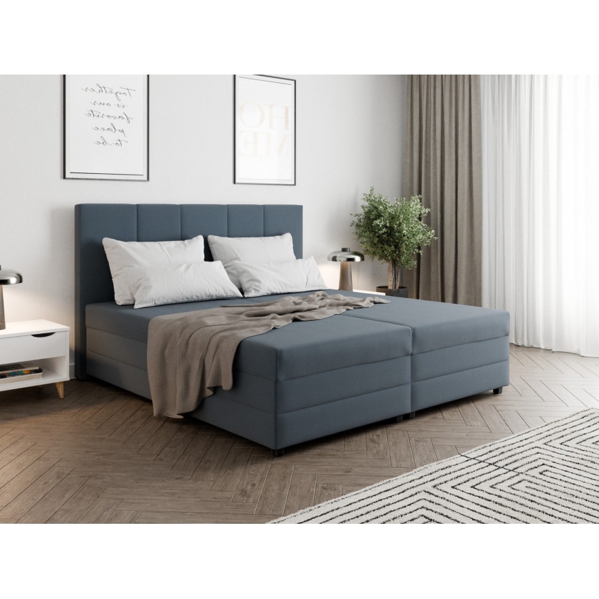 Vadderad säng med resårmadrass och förvaringsutrymme ISABEL 180x200 grå