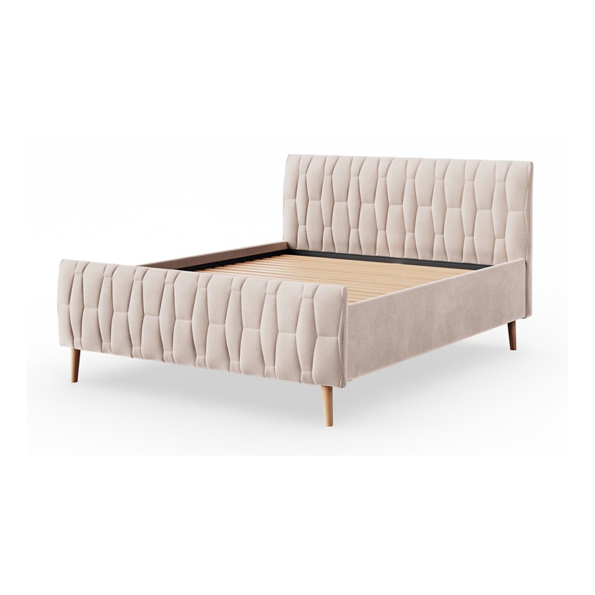 Vadderad säng utan madrass FLORA 160x200 cm beige