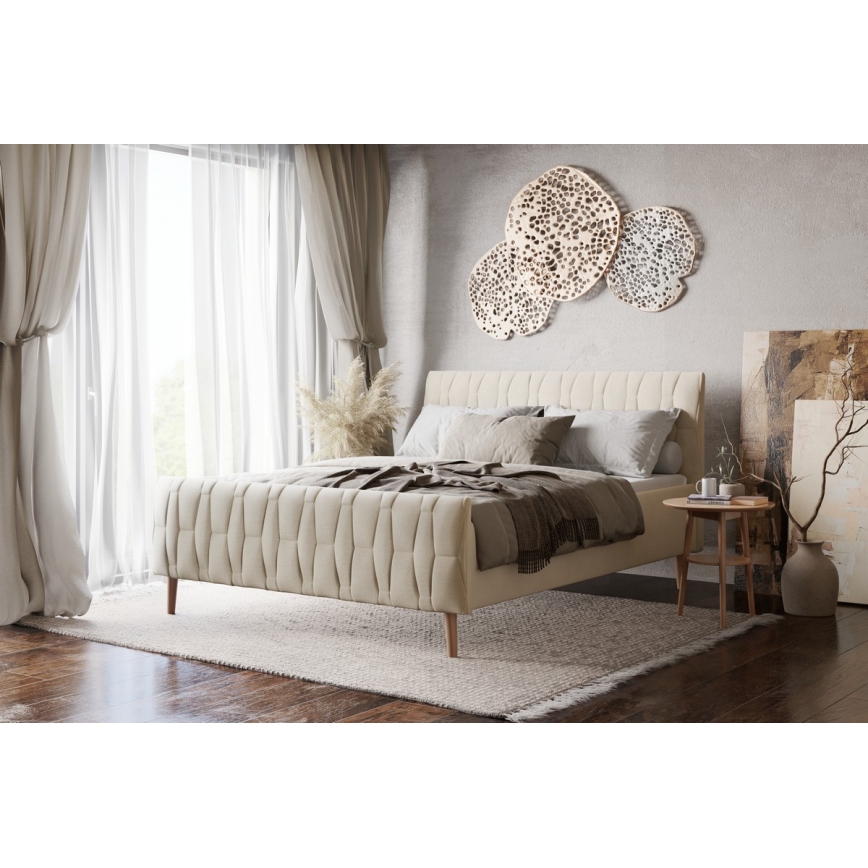 Vadderad säng utan madrass FLORA 180x200 cm beige