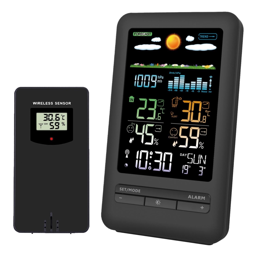 Väderstation med LCD display 2xAA + 2xAA svart
