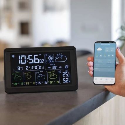 Väderstation med LCD display GoSmart 5/230V Wi-Fi Tuya svart