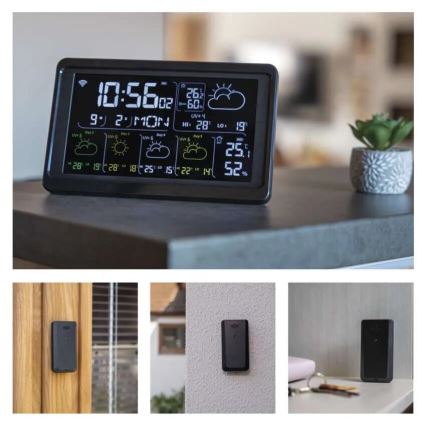 Väderstation med LCD display GoSmart 5/230V Wi-Fi Tuya svart