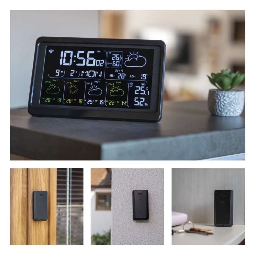 Väderstation med LCD display GoSmart 5/230V Wi-Fi Tuya svart