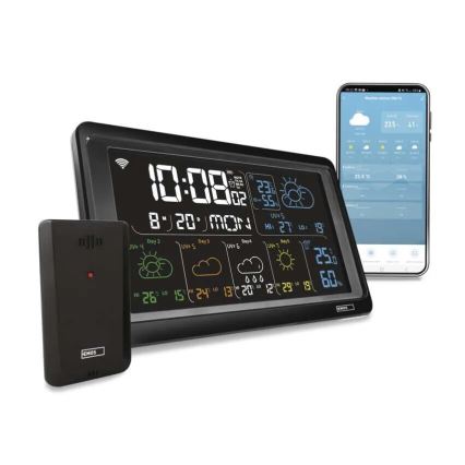 Väderstation med LCD display GoSmart 5/230V Wi-Fi Tuya svart