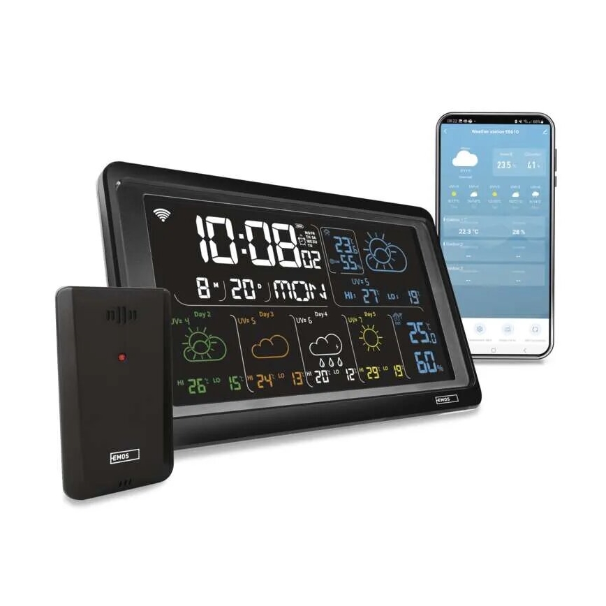 Väderstation med LCD display GoSmart 5/230V Wi-Fi Tuya svart
