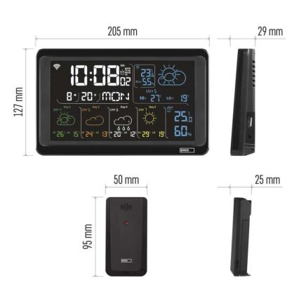 Väderstation med LCD display GoSmart 5/230V Wi-Fi Tuya svart