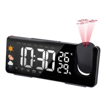 Väderstation med LCD-display, väckarklocka och projektor 1xCR2032