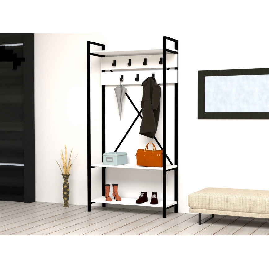 Vägg hatthylla ALFA 180x90 cm vit/svart