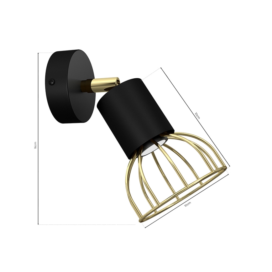 Vägg spotlight  DANTE 1xGU10/25W/230V svart /gyllene