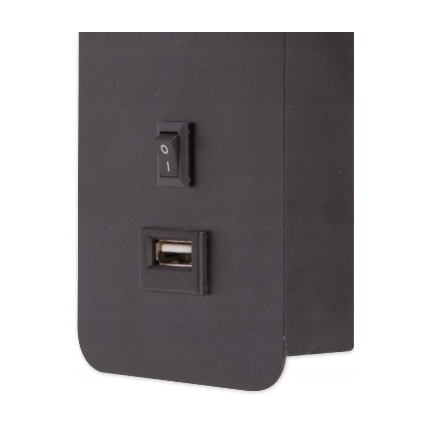Vägg spotlight med USB laddare 1xGU10/35W/230V svart
