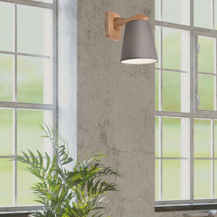 Väggbelysning ANDREA 1xE27/60W/230V ek/grå