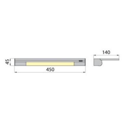 Väggbelysning med hylla APERA T5 G5/8W/230V 45 cm