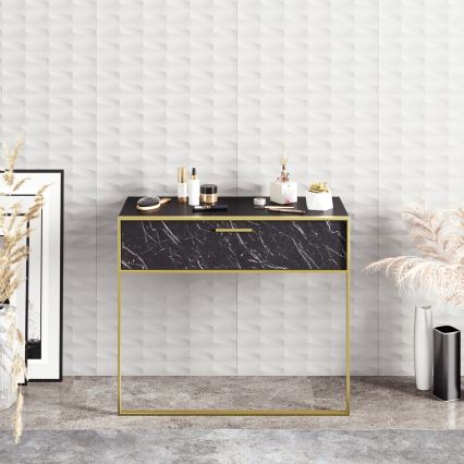 Väggbord POLKA 76,8x90 cm guld/svart
