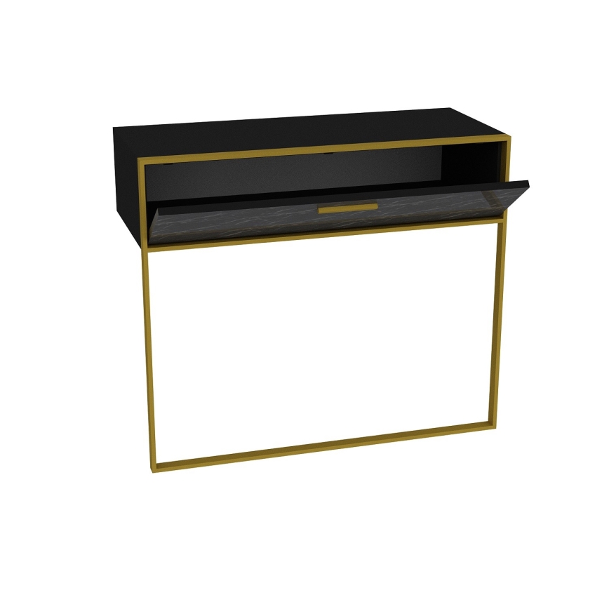 Väggbord POLKA 76,8x90 cm guld/svart