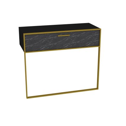 Väggbord POLKA 76,8x90 cm guld/svart