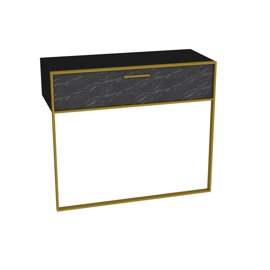 Väggbord POLKA 76,8x90 cm guld/svart