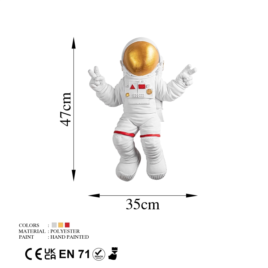 Väggdekoration 47x35 cm astronaut guld